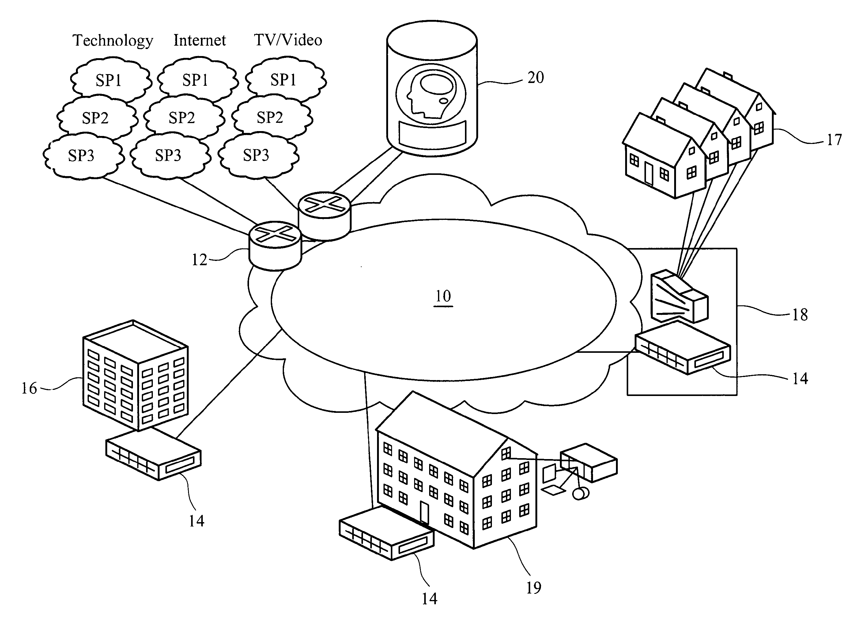 Data retrieval in a network of tree structure