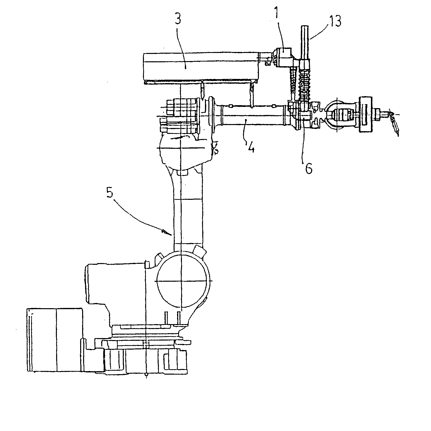 Optical arm for guiding a laser beam on a robot arm