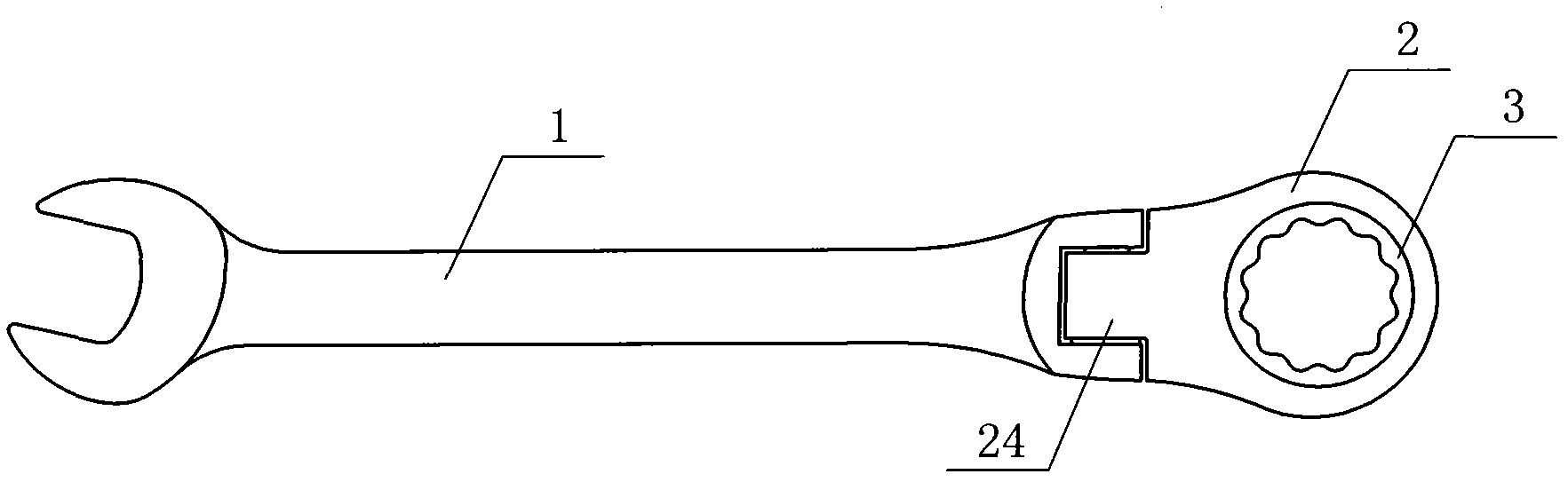 Connector for joint double offset ring ratchet spanner and manufacturing method thereof