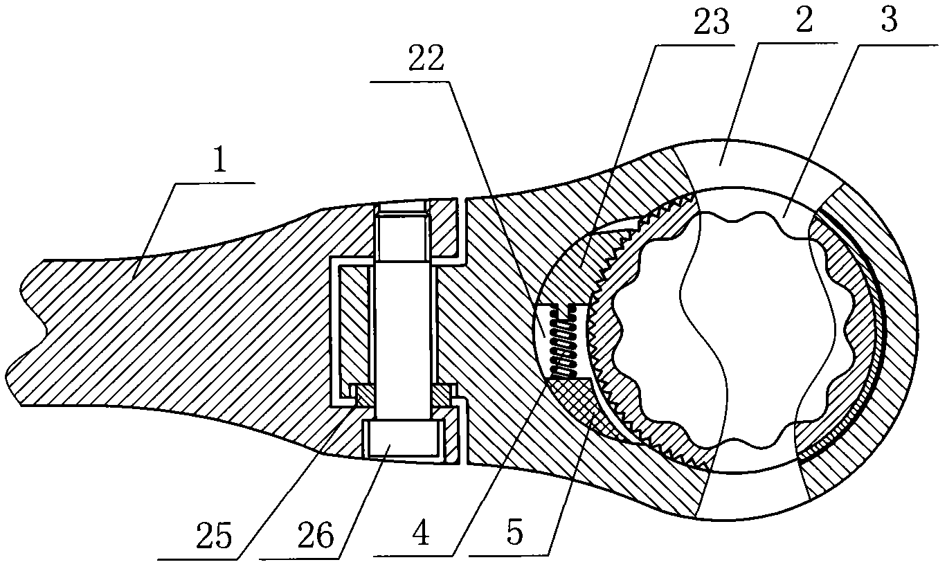 Connector for joint double offset ring ratchet spanner and manufacturing method thereof