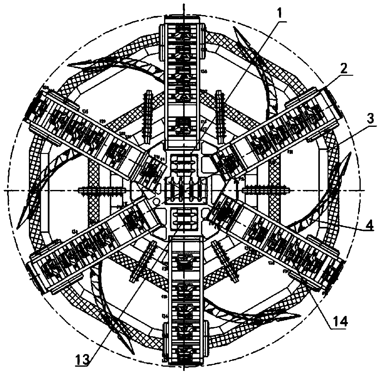 Heading machine and vertical shaft cutter disc thereof