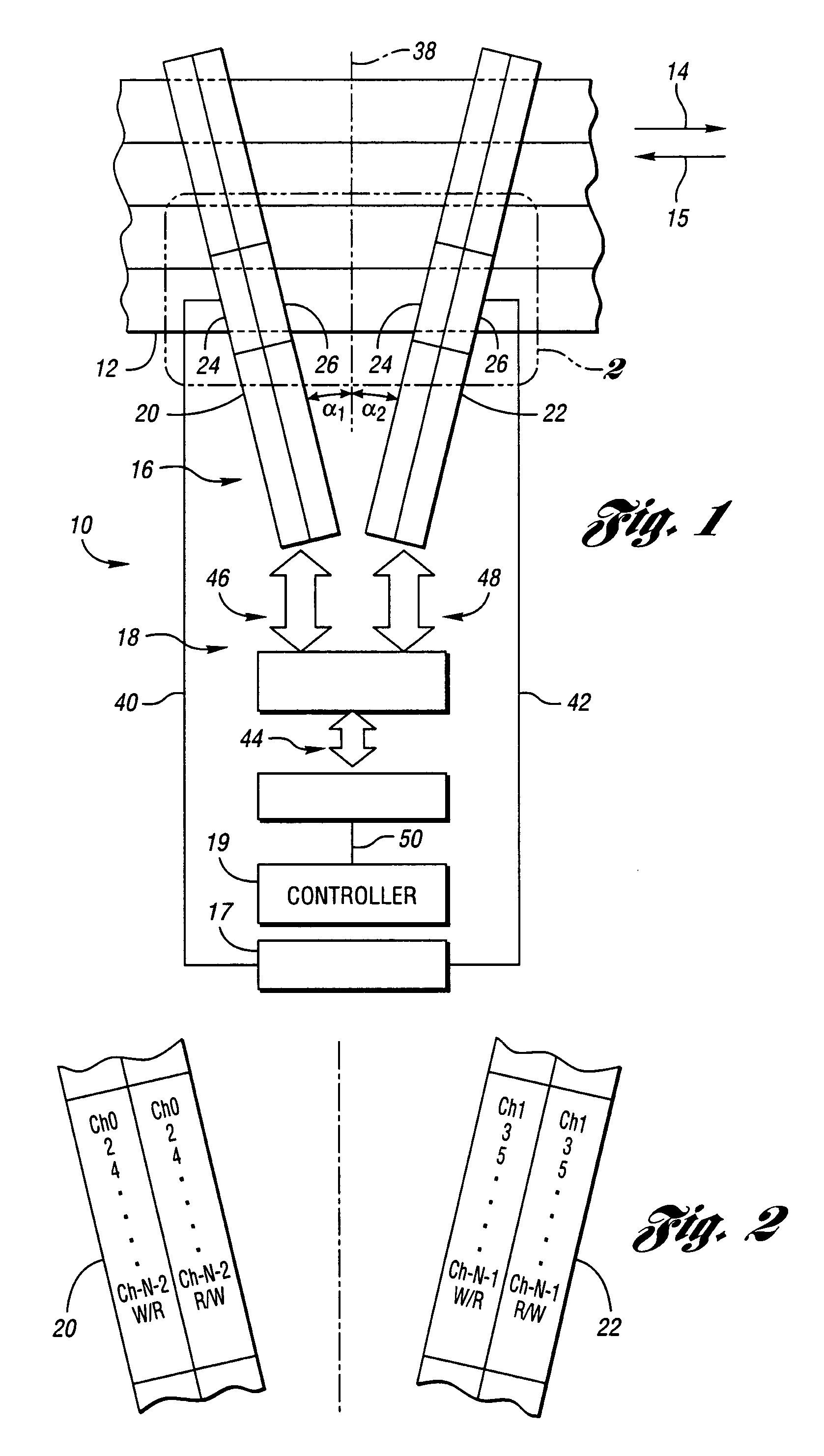 Multiple section head assembly for dual azimuth recording