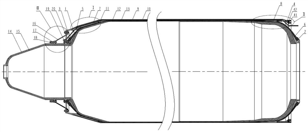 Combined conical section composite shell structure