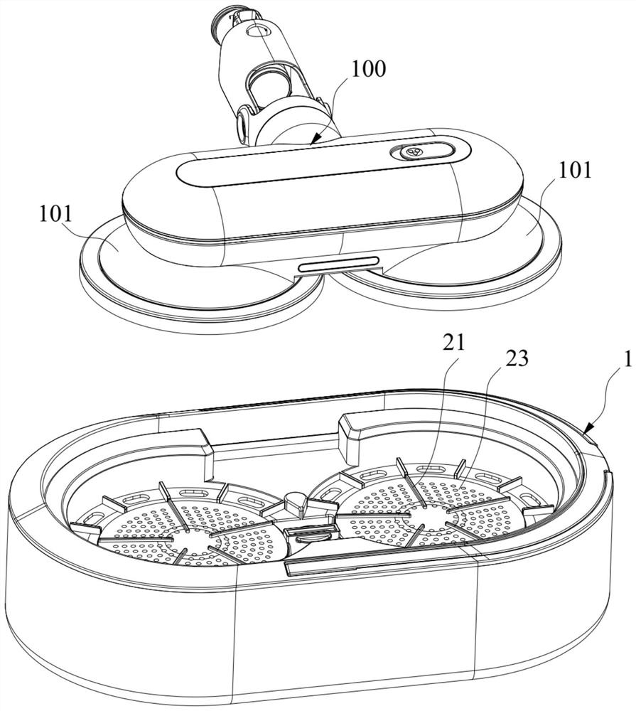 Floor mopping machine cleaning device