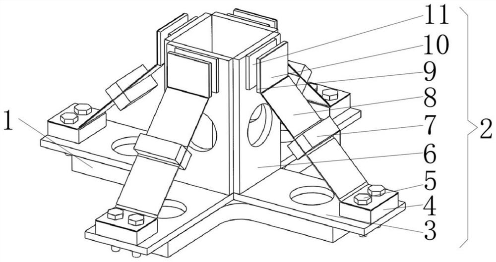 Oblique diagonal beam type three-way broadband piezoelectric vibration energy harvesting device