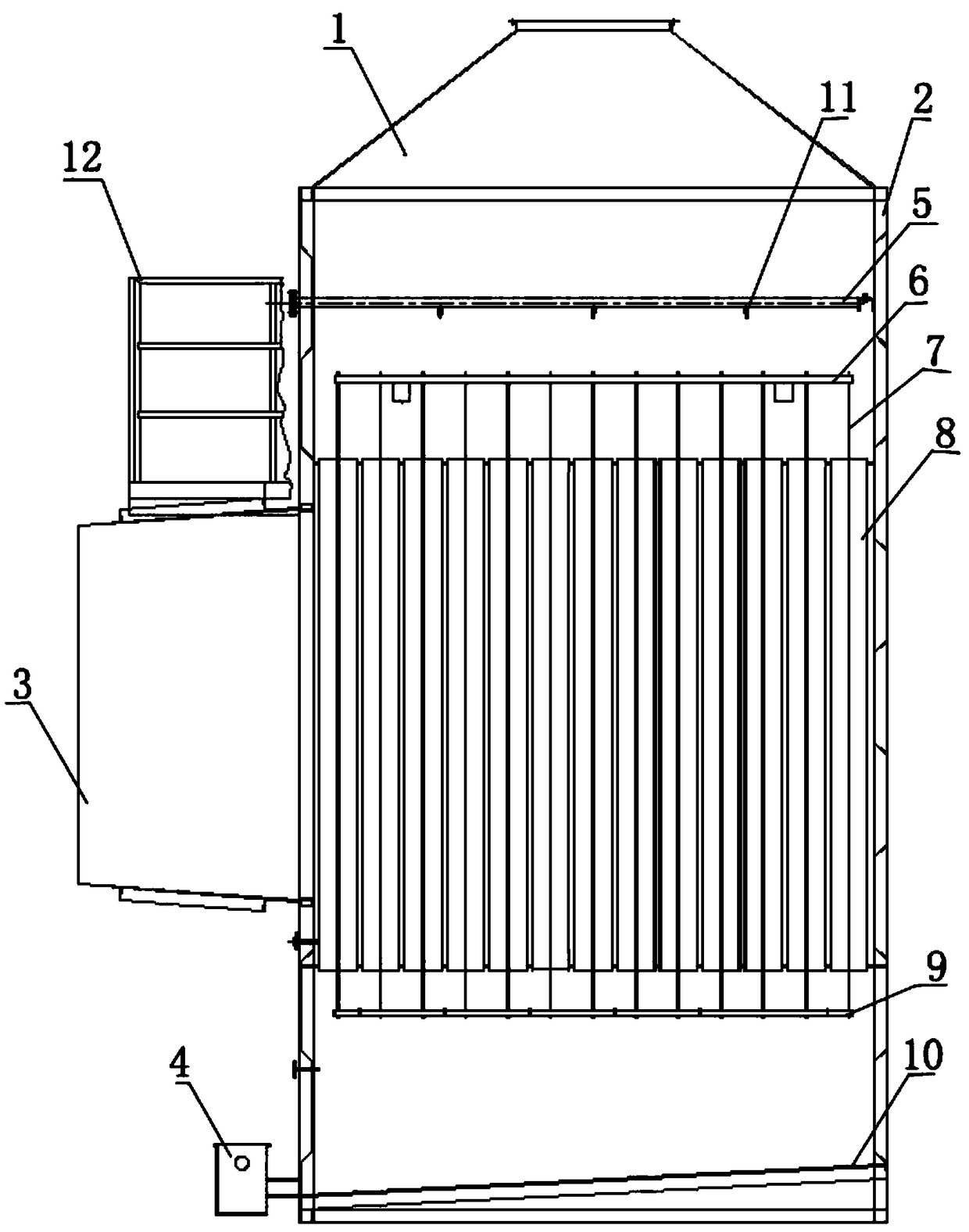 Wet electrostatic lampblack removing device of dyeing and finishing setting machine