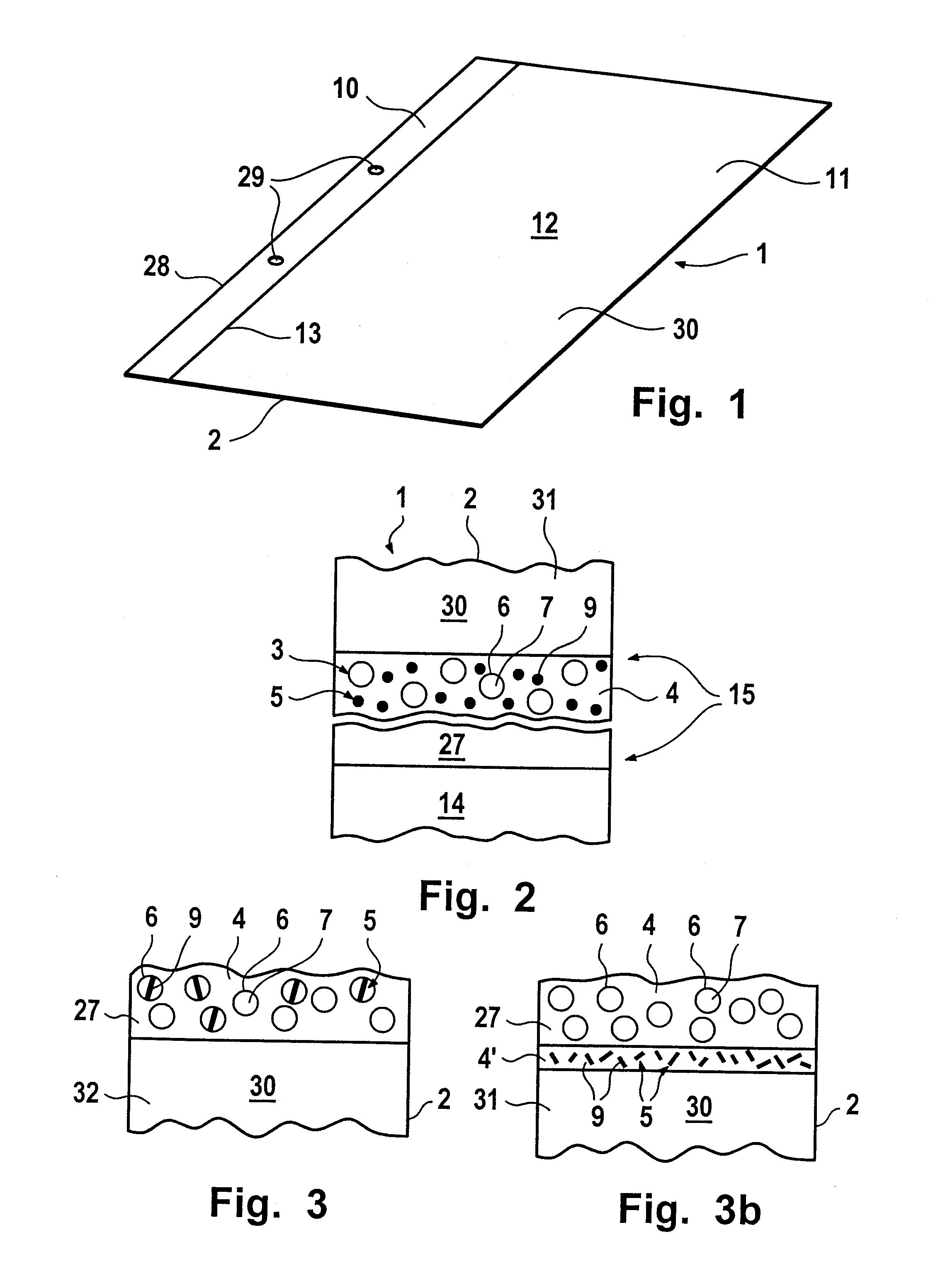 Flat Material Especially in the Form of a Sheet or a Strip and Device for Writing on said Material