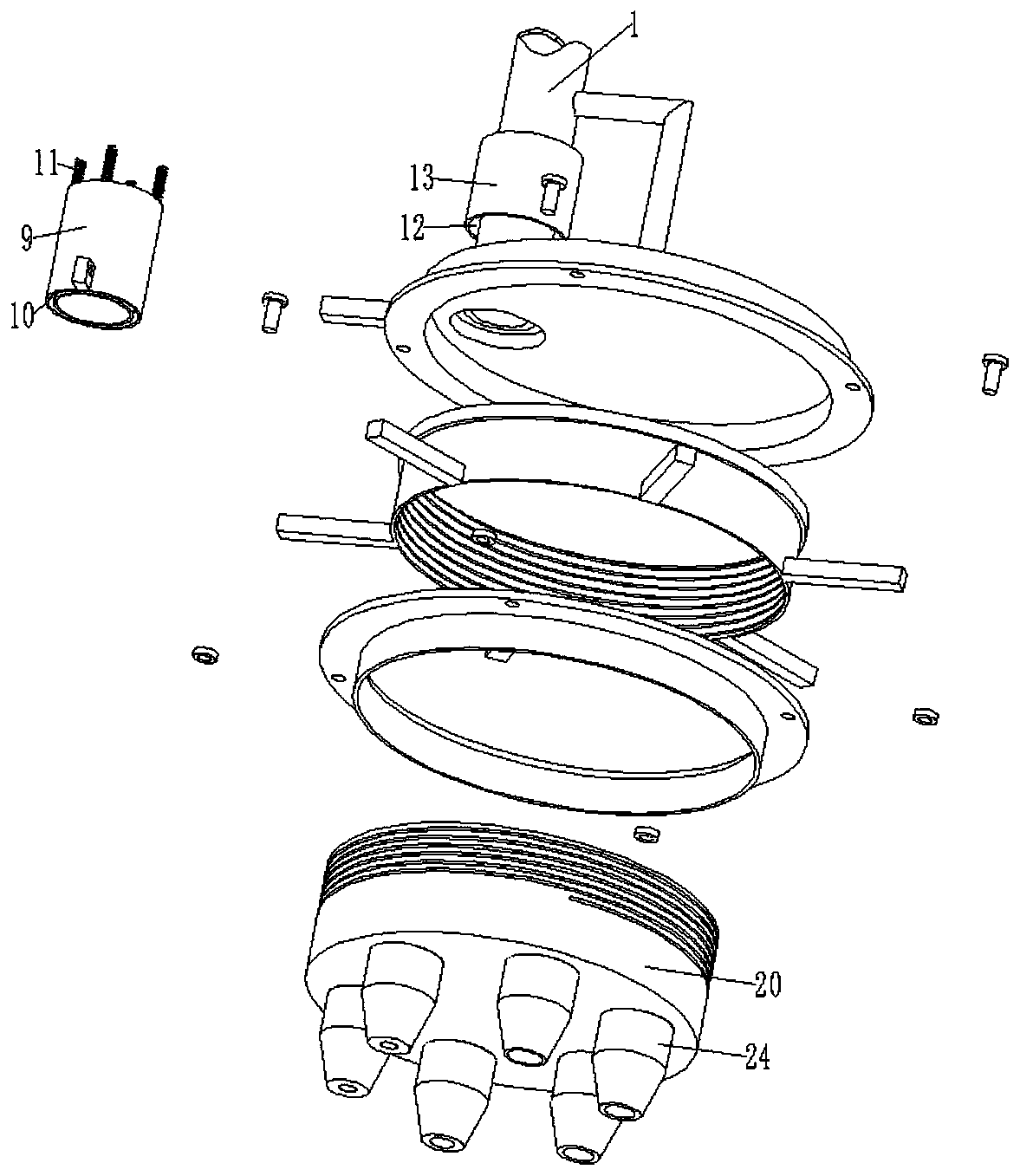 Environment-protecting dispensing device with controllable adhesive spreading amount for plywood processing