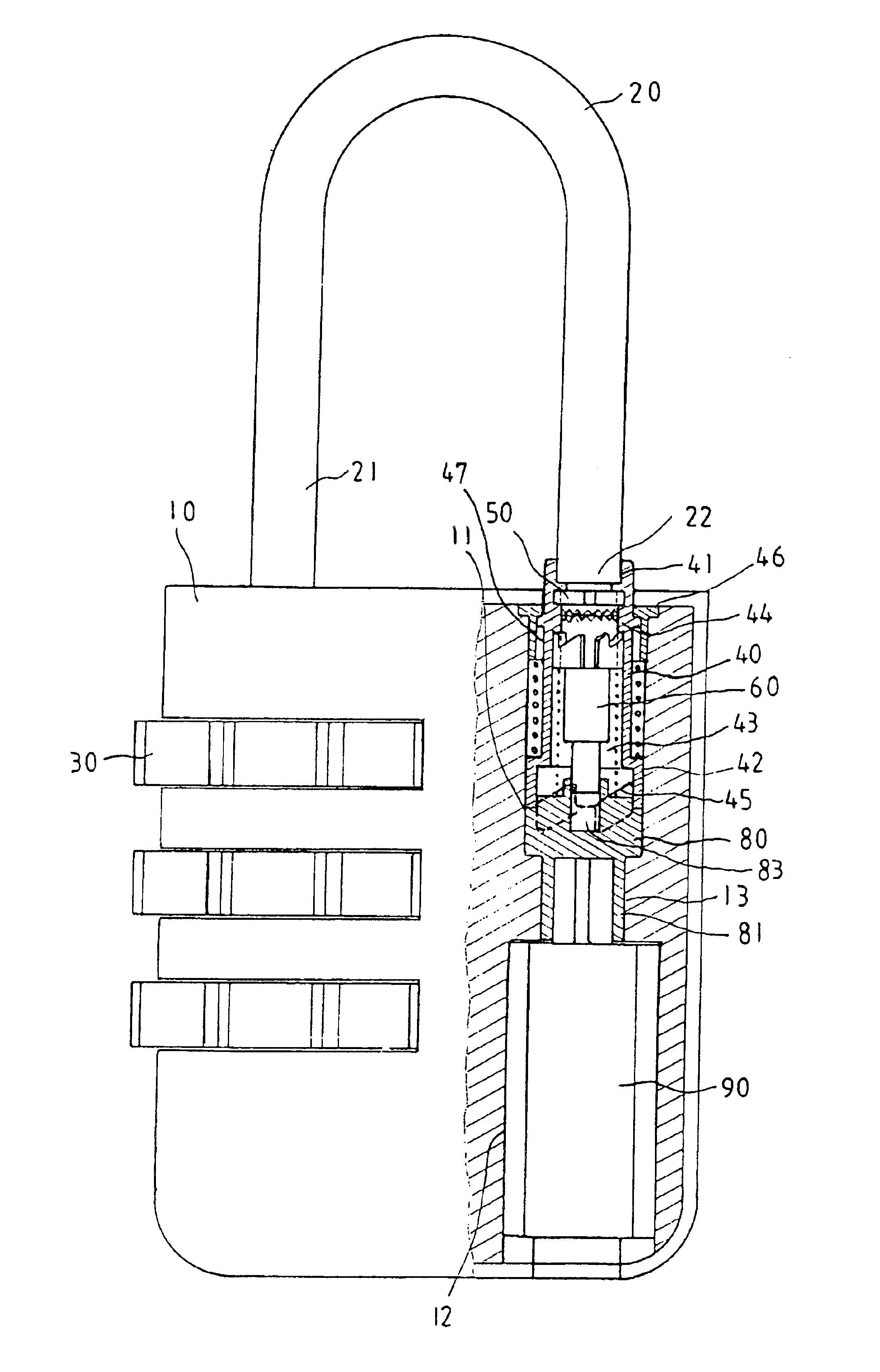 Combination lock capable of being opened by a key or inhibited the same