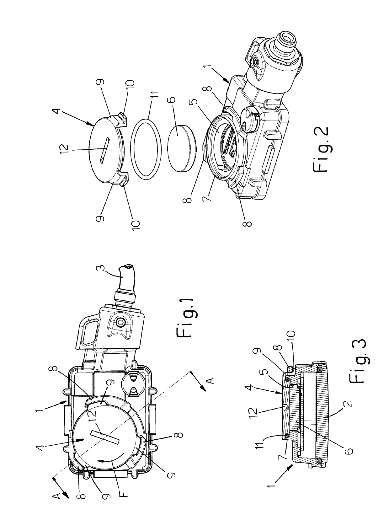 Battery compartment cover of equipment for underwater use with closure device provided with external fastenings