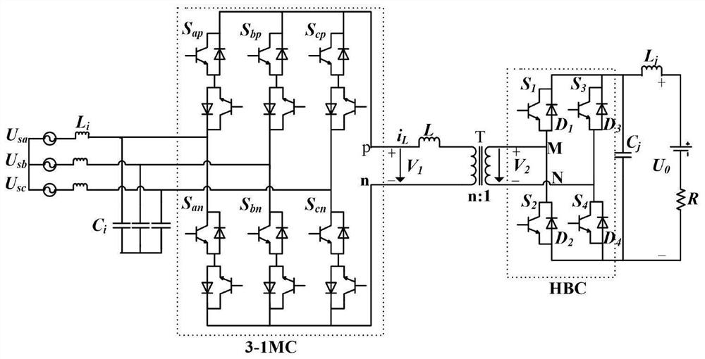 Backflow power control method for isolated AC-DC matrix converter