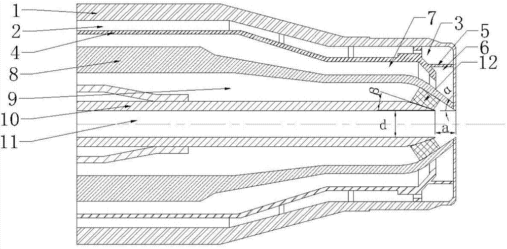 Nozzle for increasing carbon conversion rate of pulverized coal entrained-bed gasifier