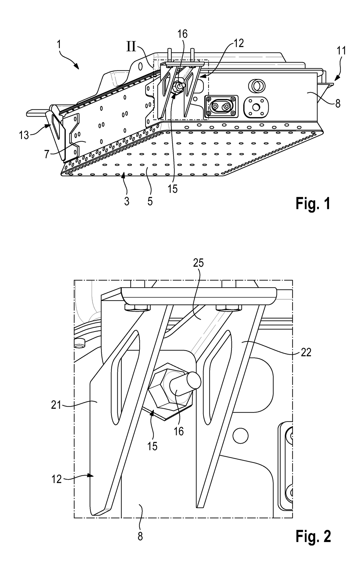 Battery having supporting elements