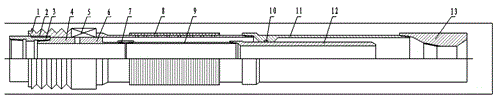 Gravel pack sand prevention pipe column installed when wellhole is flushed, for horizontal well