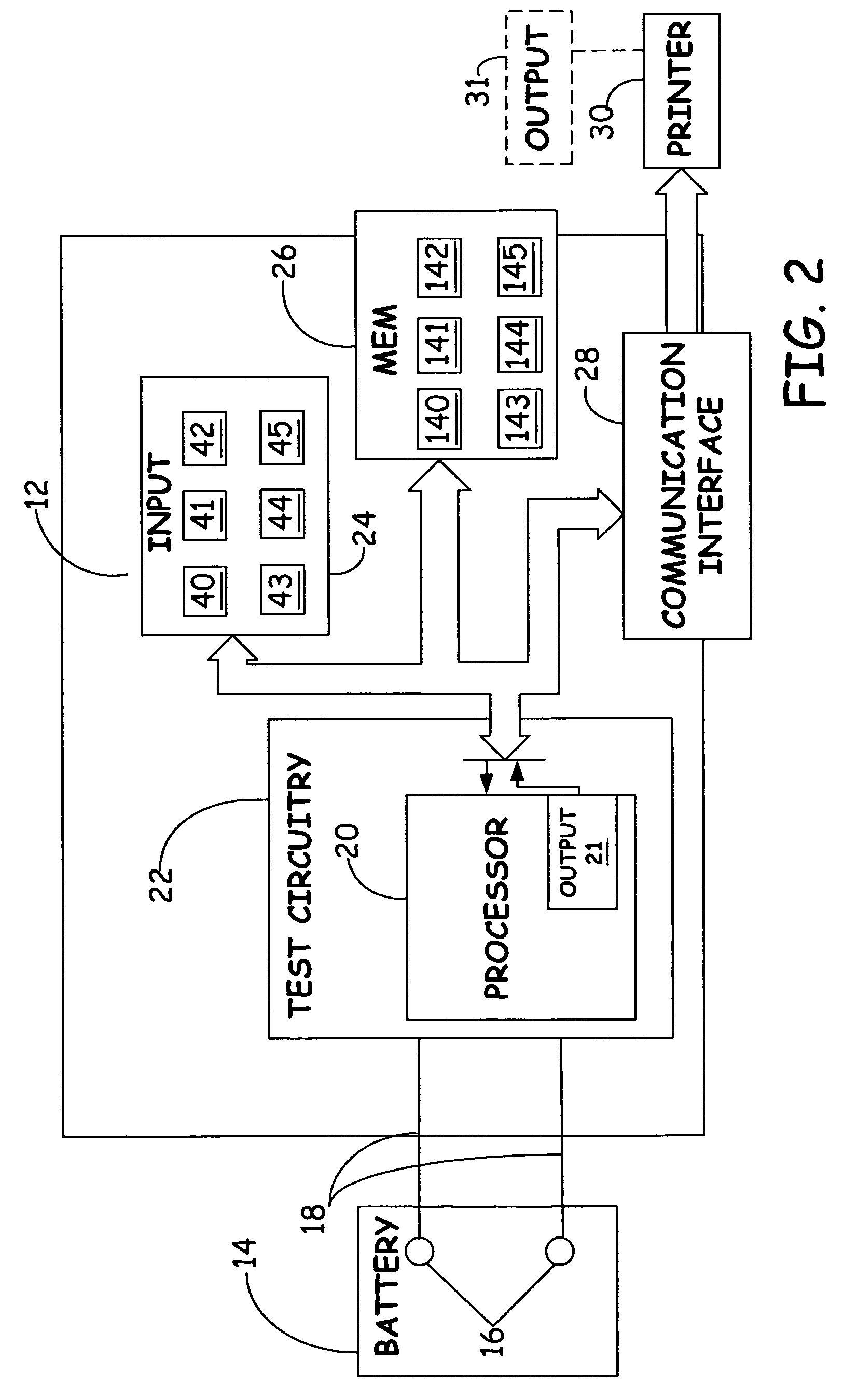 Electronic battery tester having a user interface to configure a printer