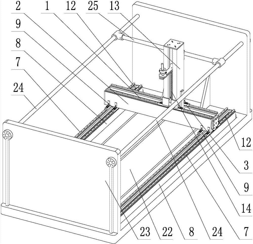 A five-axis double swing head gantry milling machine simulating cutting force loading device and using method