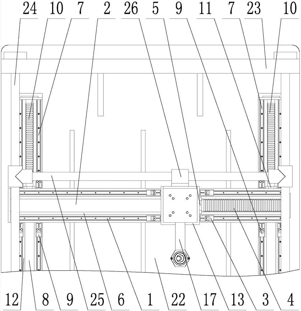 A five-axis double swing head gantry milling machine simulating cutting force loading device and using method