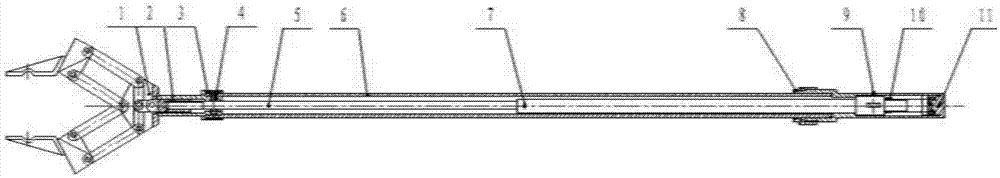 Long-distance-disassembling-assembling sword-type mechanical arm