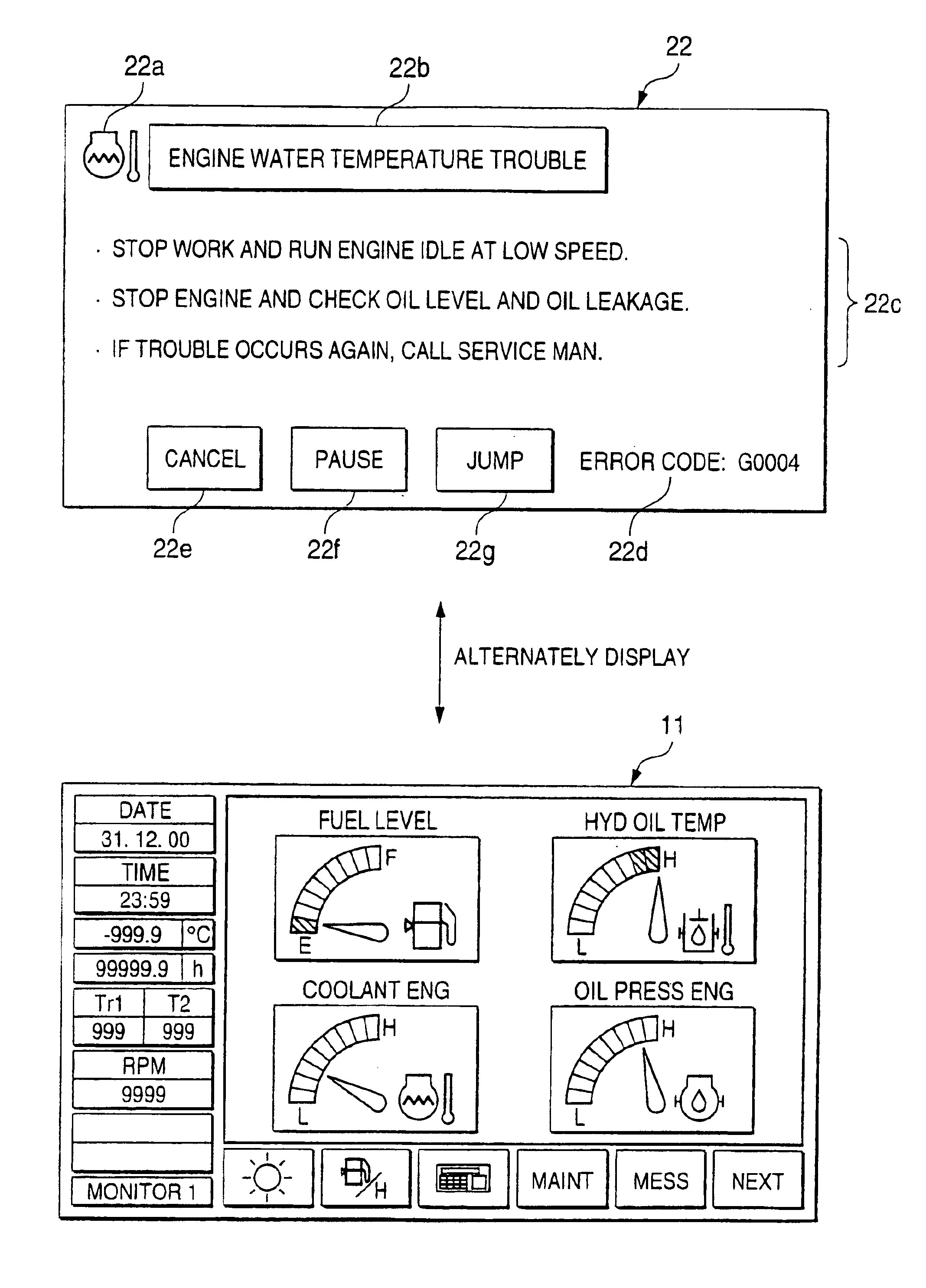 Display controller for display device of vehicle