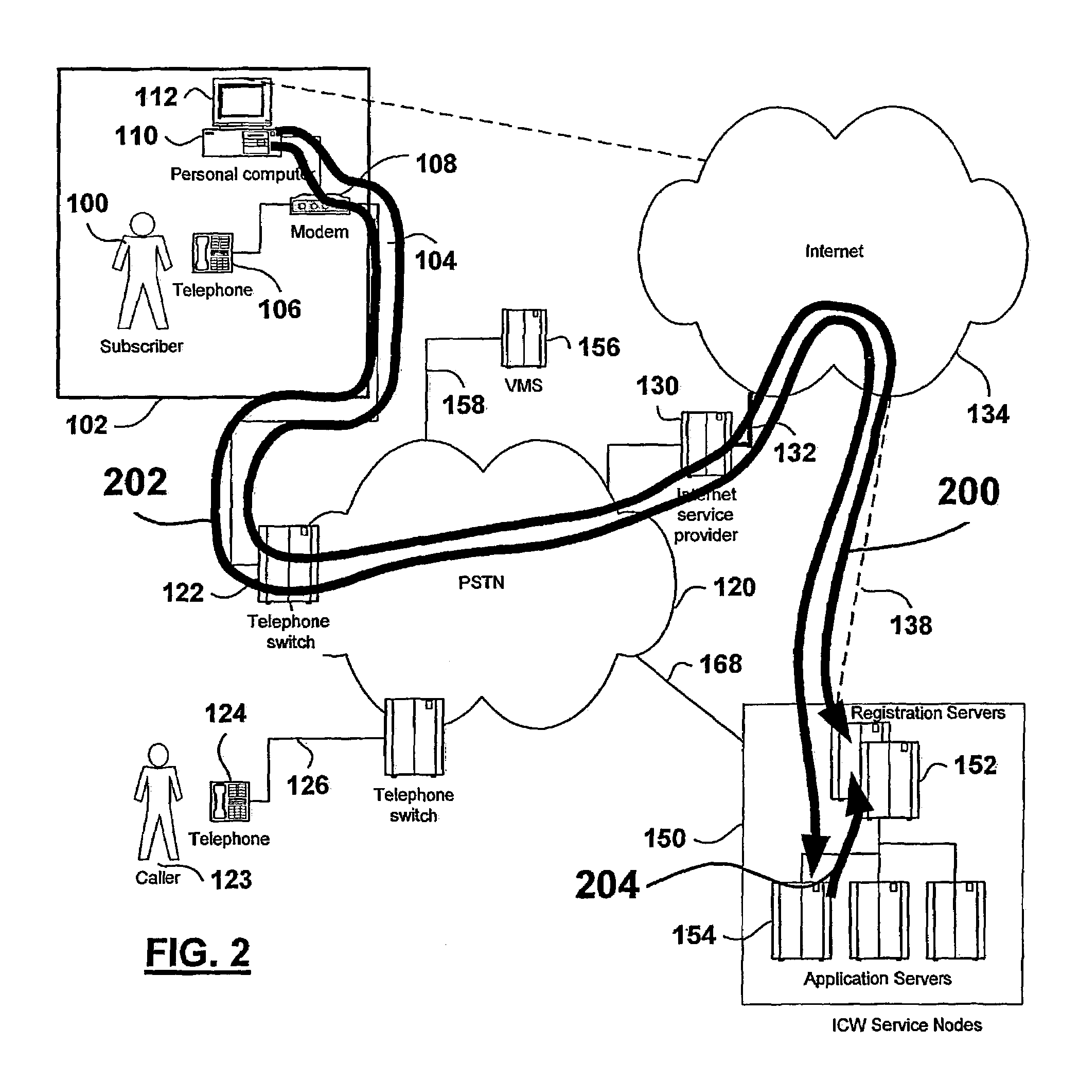 Internet call waiting with voicemail system that provides monitoring during recording