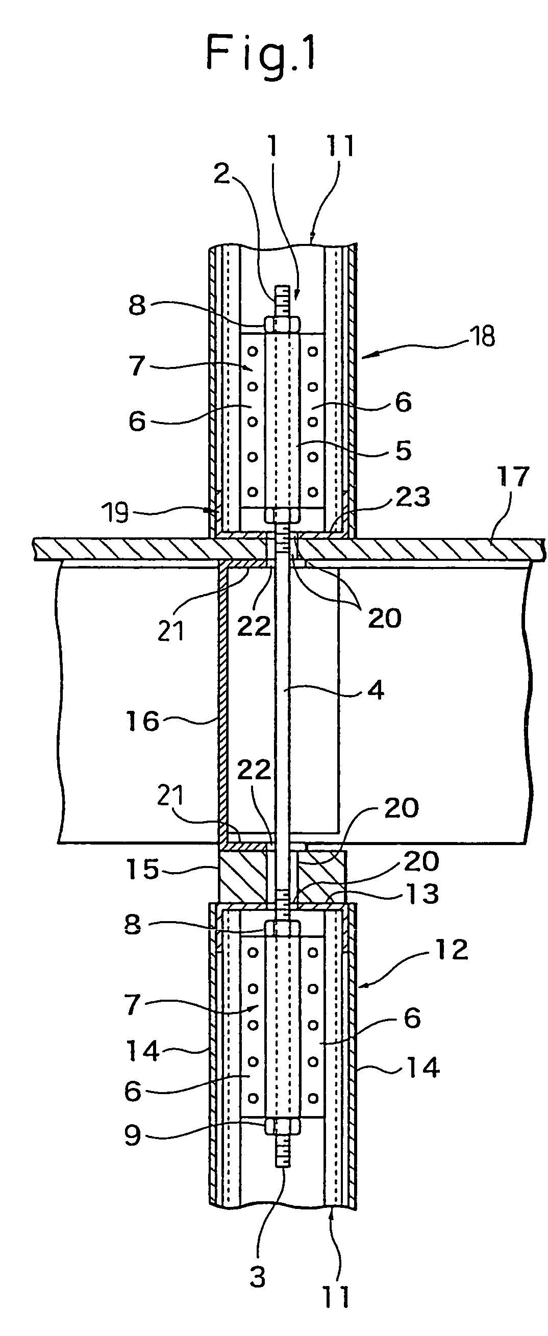 Joint fitting between members and joint structure and joining method of upper and lower floor vertical frame members