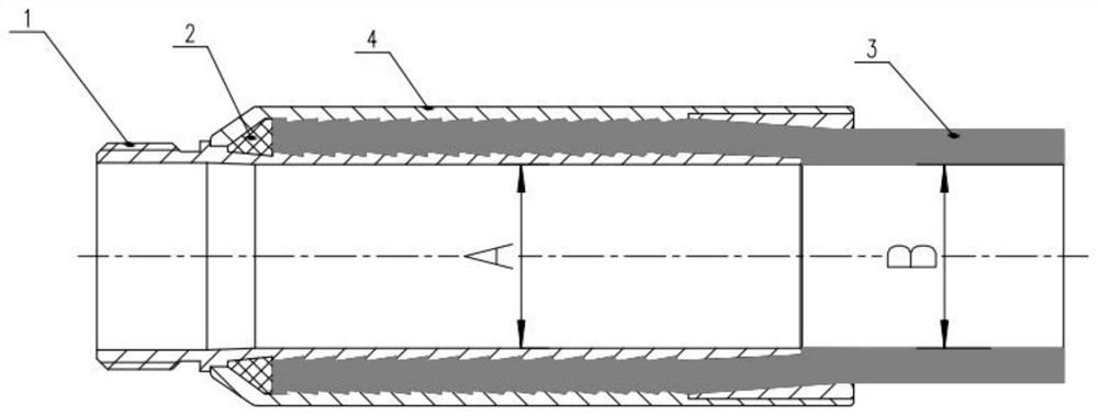 Composite pipe full-bore high-pressure connecting structure and connecting method thereof