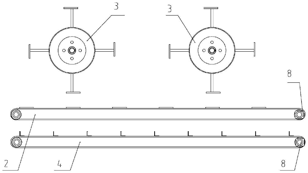 Bridge-crossing conveying vibrating-pressing threshing device of combine harvester