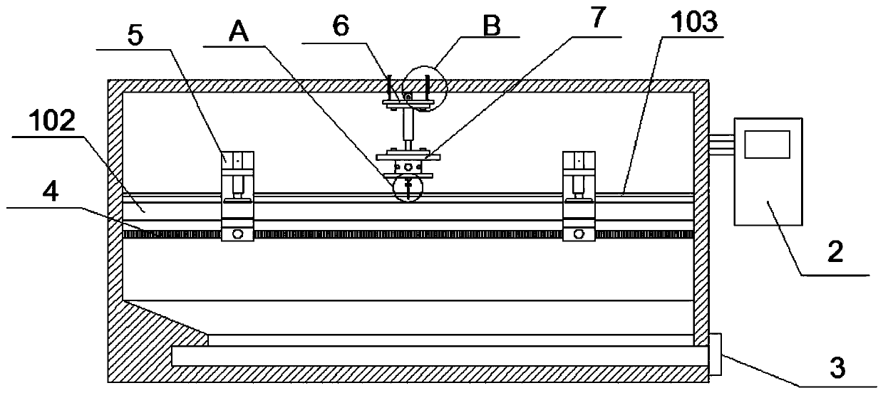 Automobile glass breakdown detecting device mounted with workpiece placing abnormal movement preventing mechanism