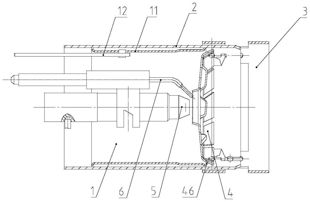 Combination device for realizing low-nitrogen short-flame combustion of diesel burner and control method