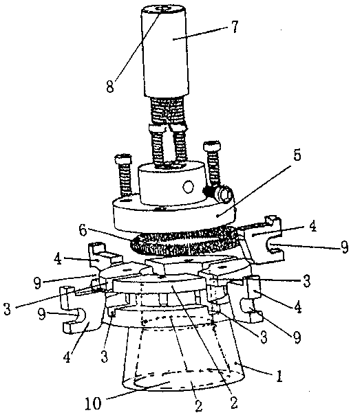 Rotary blowing clamping head for film coating of inner wall of light emitting diode (LED) lamp tube