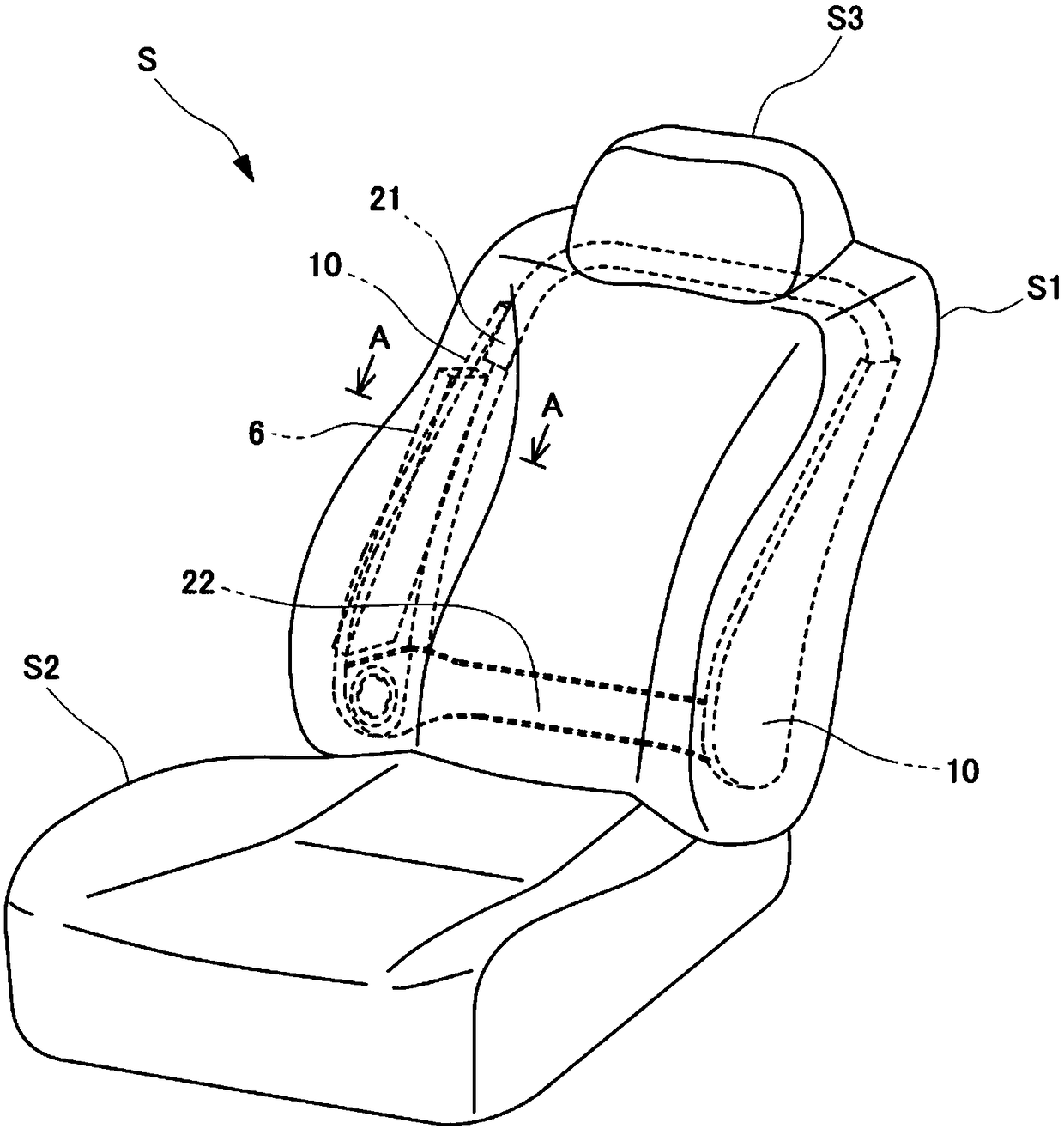 Attachment member, and seat equipped with airbag module