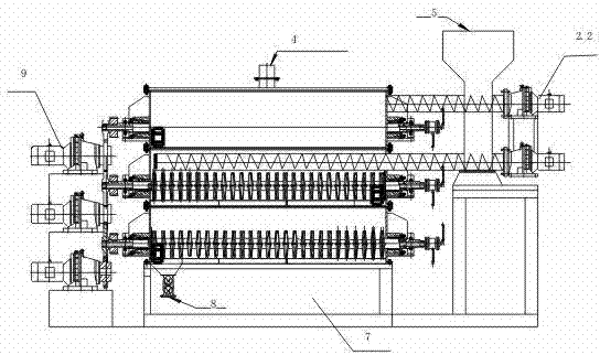 Hot-shaft mixing drying process and device