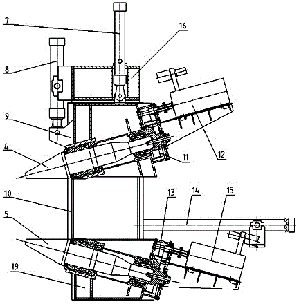 Frame of axial rolling device of ring rolling machine in four pull rod structure