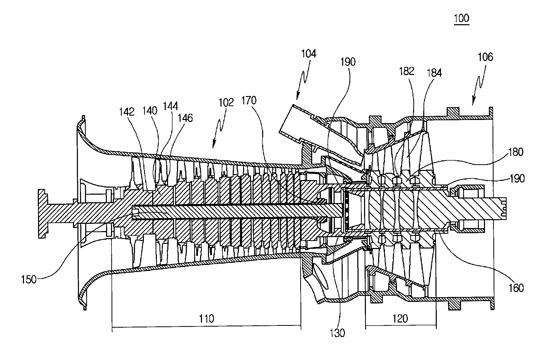 Gas turbine with plurality of tie rods and method of assembling the same