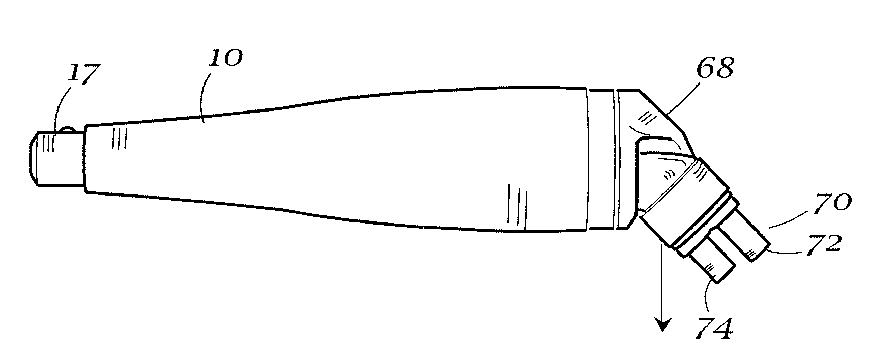 Angled hose connection for dental handpiece