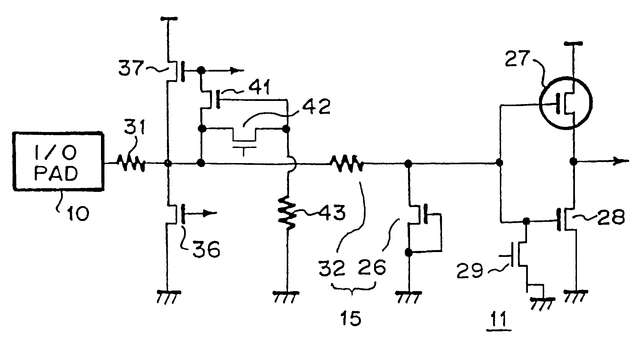 Semiconductor integrated circuit with protection circuit against electrostatic discharge