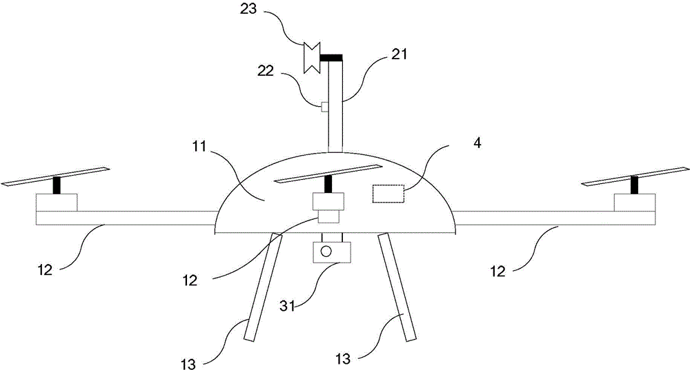 Routing inspection air vehicle with multiple rotor wings and electric transmission line hanging method thereof