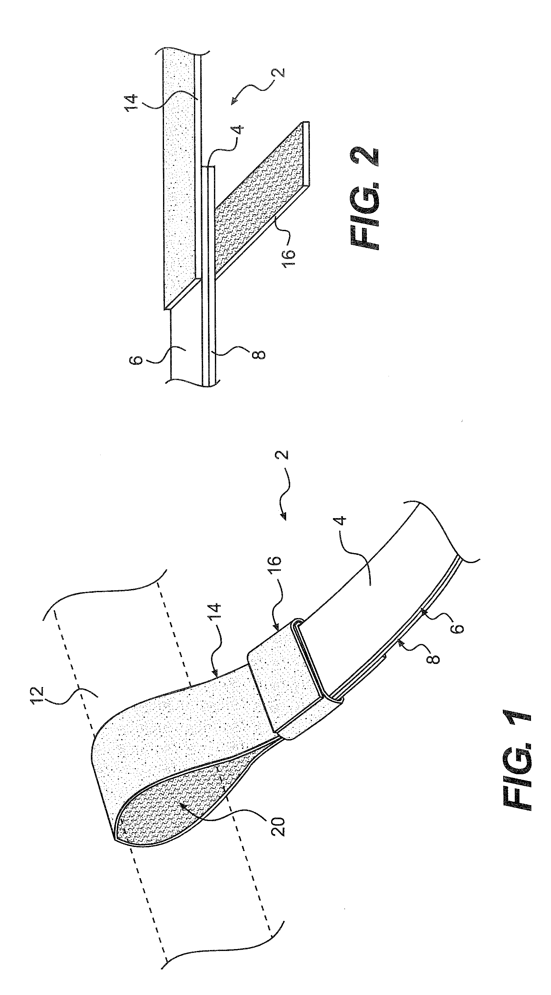 Stretchable, elastic tie-down device with fabric fastening means