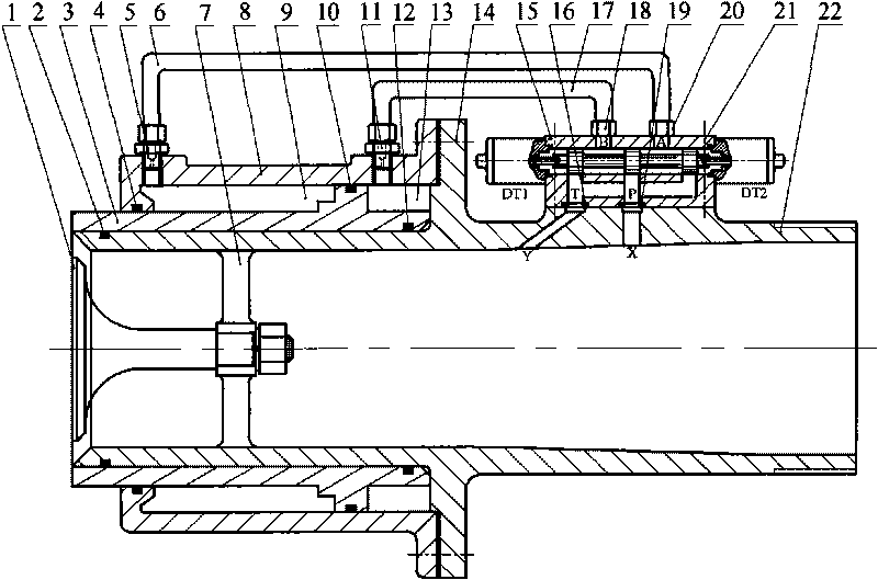 Fire water monitor head for performing direct current spray conversion by adopting hydraulic drive