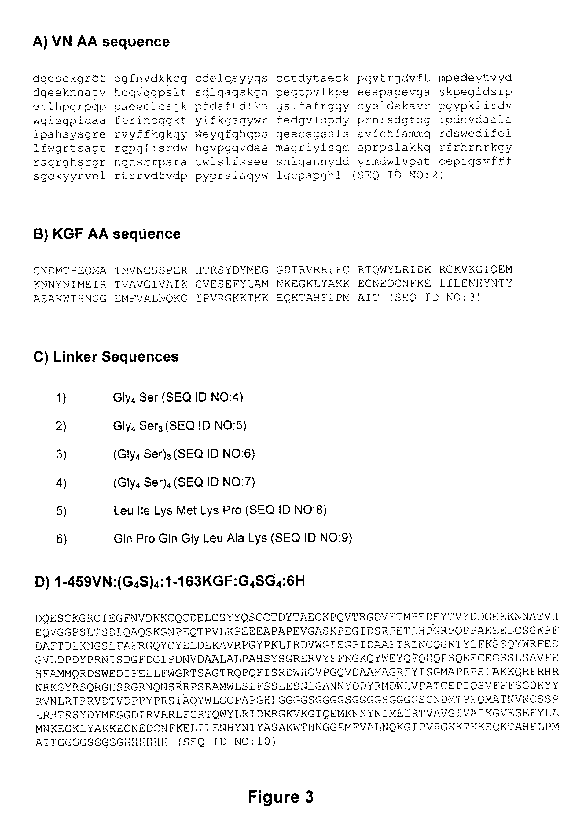 Vitronectin:keratinocyte growth factor chimeras