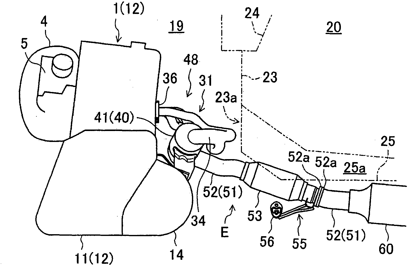 Exhaust apparatus for transverse engine