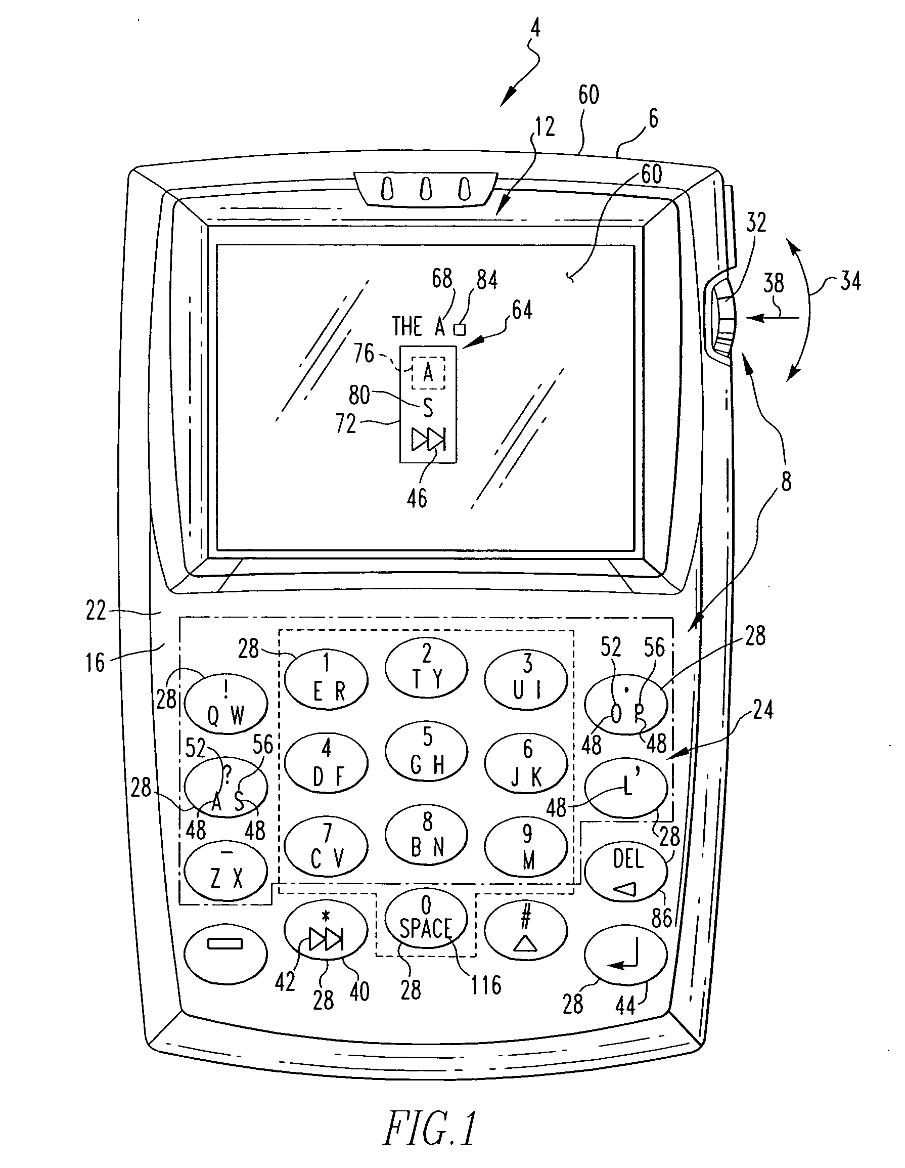 Handheld electronic device with text disambiguation