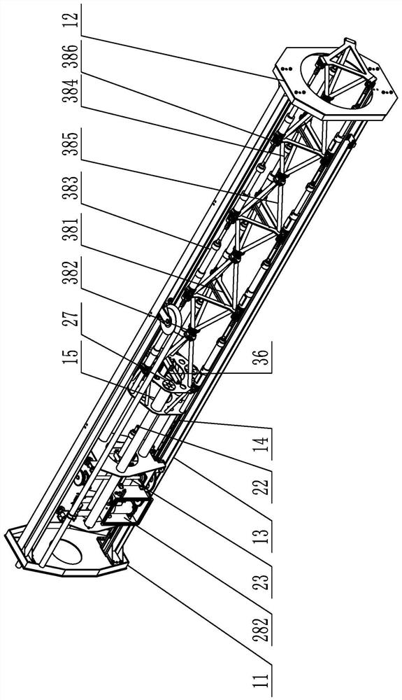 Multi-section three-parallel mechanism type mechanical arm device capable of achieving automatic folding and unfolding