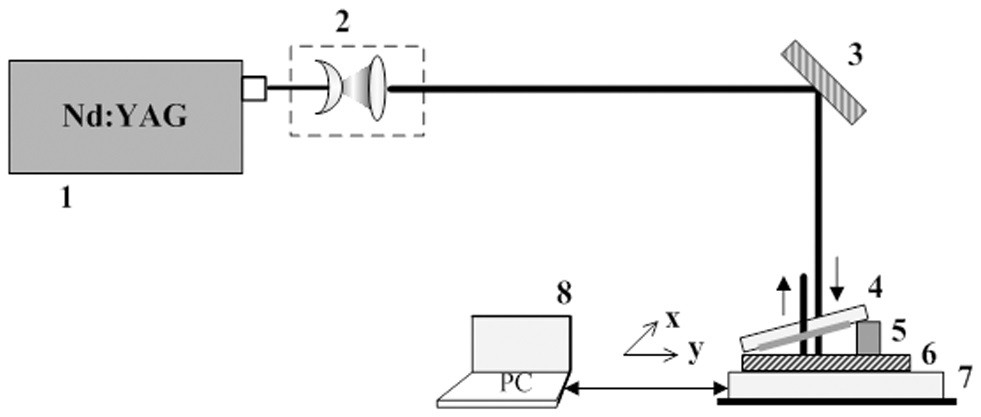 A device and method for processing holographic gold grating using pulsed laser