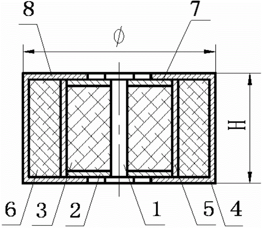 Single cylindrical multi-directional constant-stiffness all-metal vibration absorber