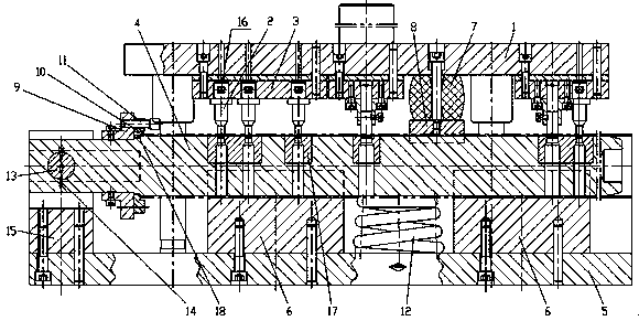 Stamping die with irregular holes distributed in axial direction of round pipe