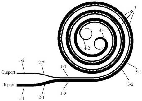 Spiral waveguide grating auxiliary reverse coupler type optical dispersion delay line