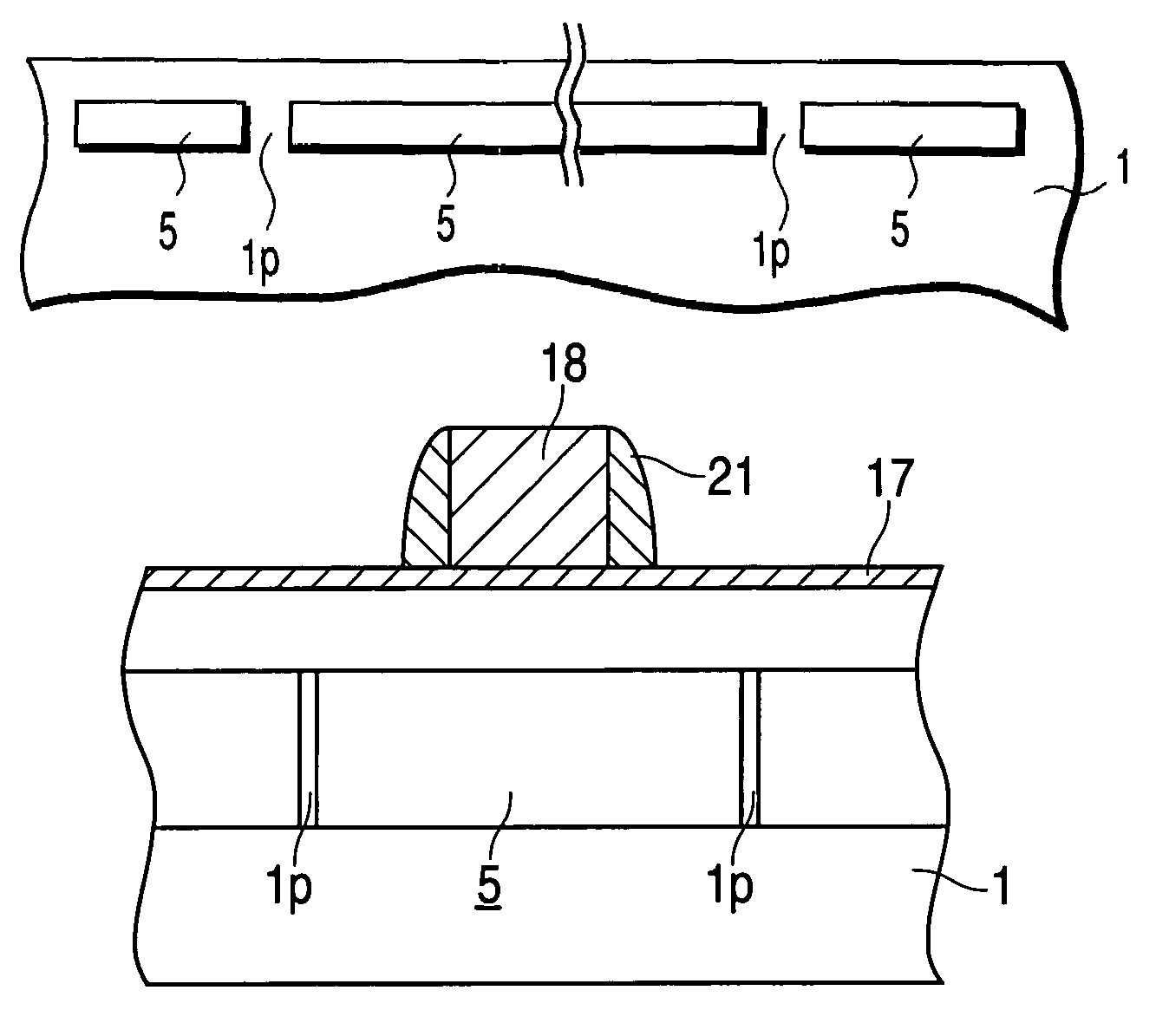 Semiconductor substrate having pillars within a closed empty space