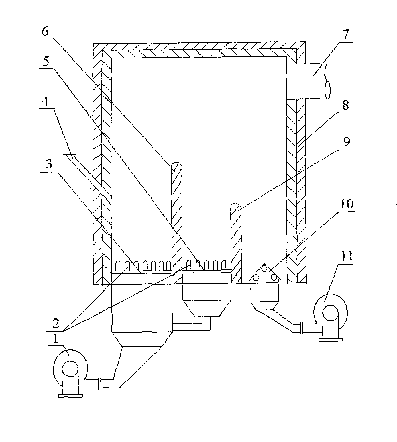 Fluidized bed furnace used for vanadium extraction and decarbonization of stone coal