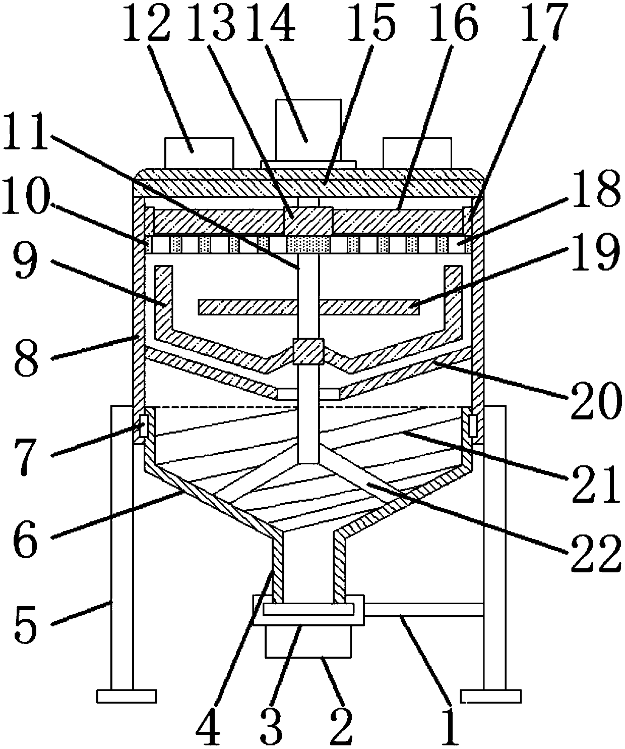 Two-way stirring anti-deposition building mortar mixing and discharging tank